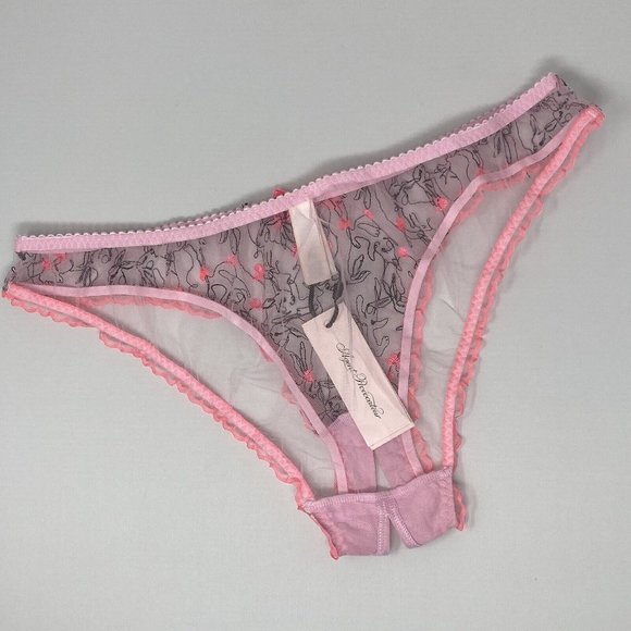 Agent Provocateur Bunnie Baby Pink Ouvert Brief AP4 Large NWT - Picture 6 of 7